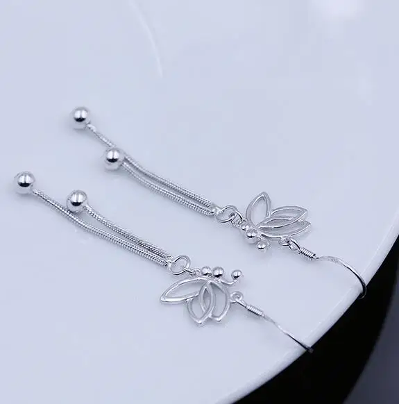 Женские серьги гвоздики из серебра 925 пробы с длинной бабочкой|stud earrings|earrings