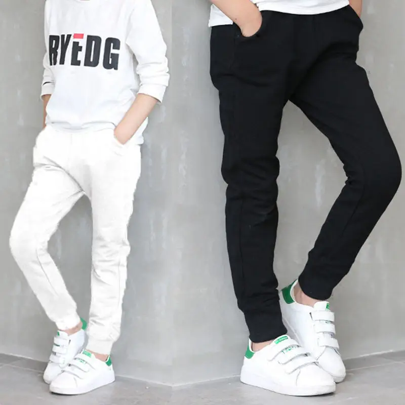 Детские хлопковые однослойные спортивные брюки для мальчиков на весну