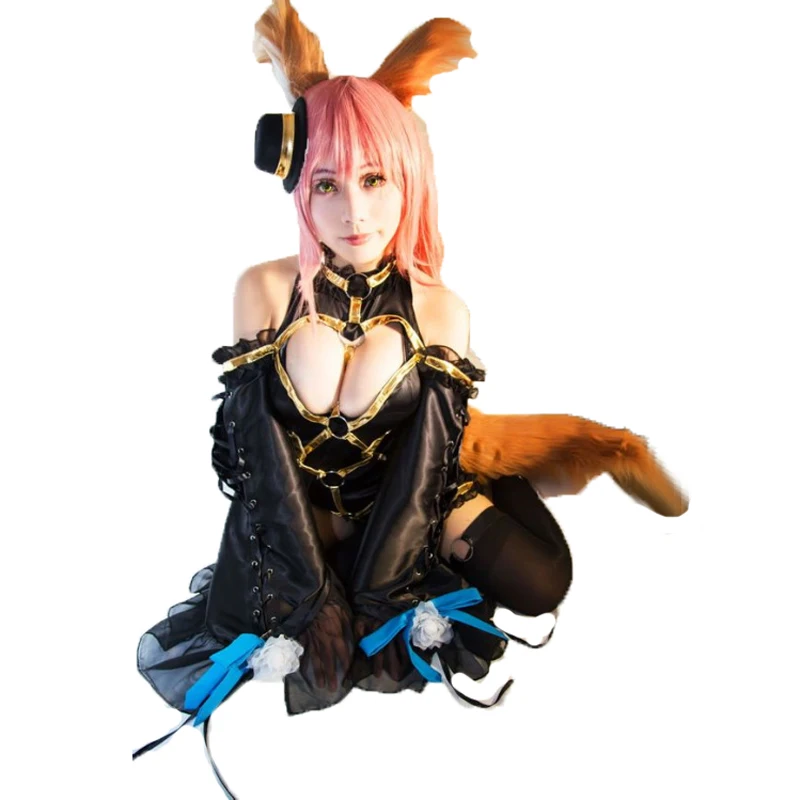 Аниме! Fate/Extra CCC МНЛЗ Tamamo без Mae черная Готическая униформа косплей костюм для