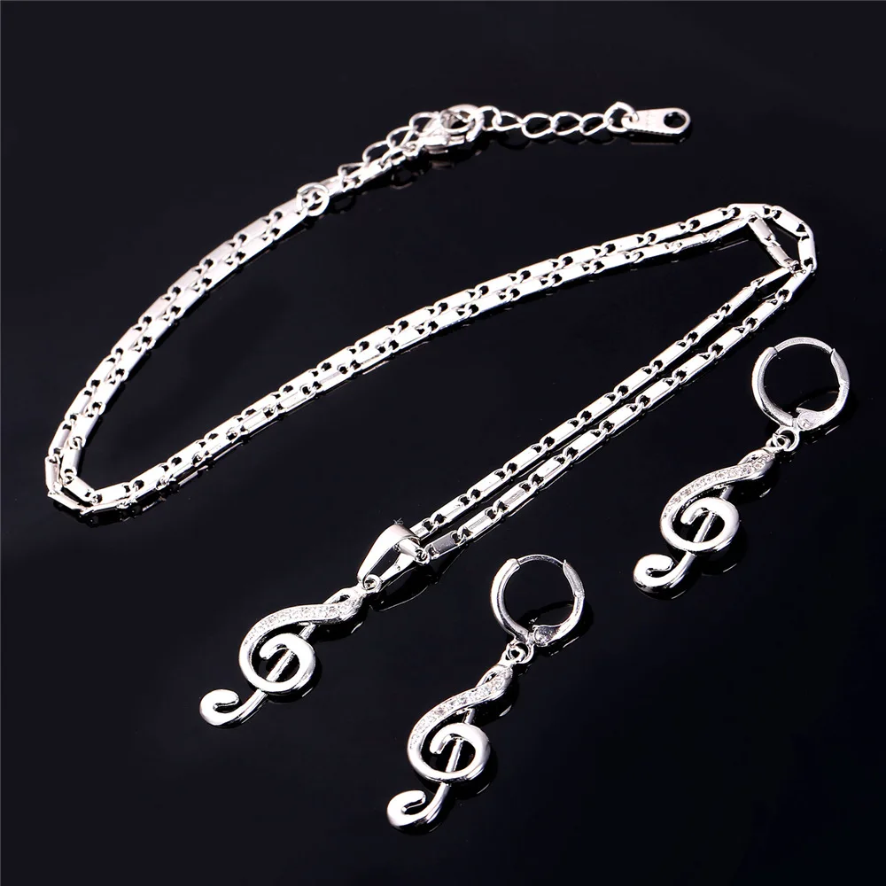 Женский комплект украшений ожерелье серьги музыкальная нота романтический