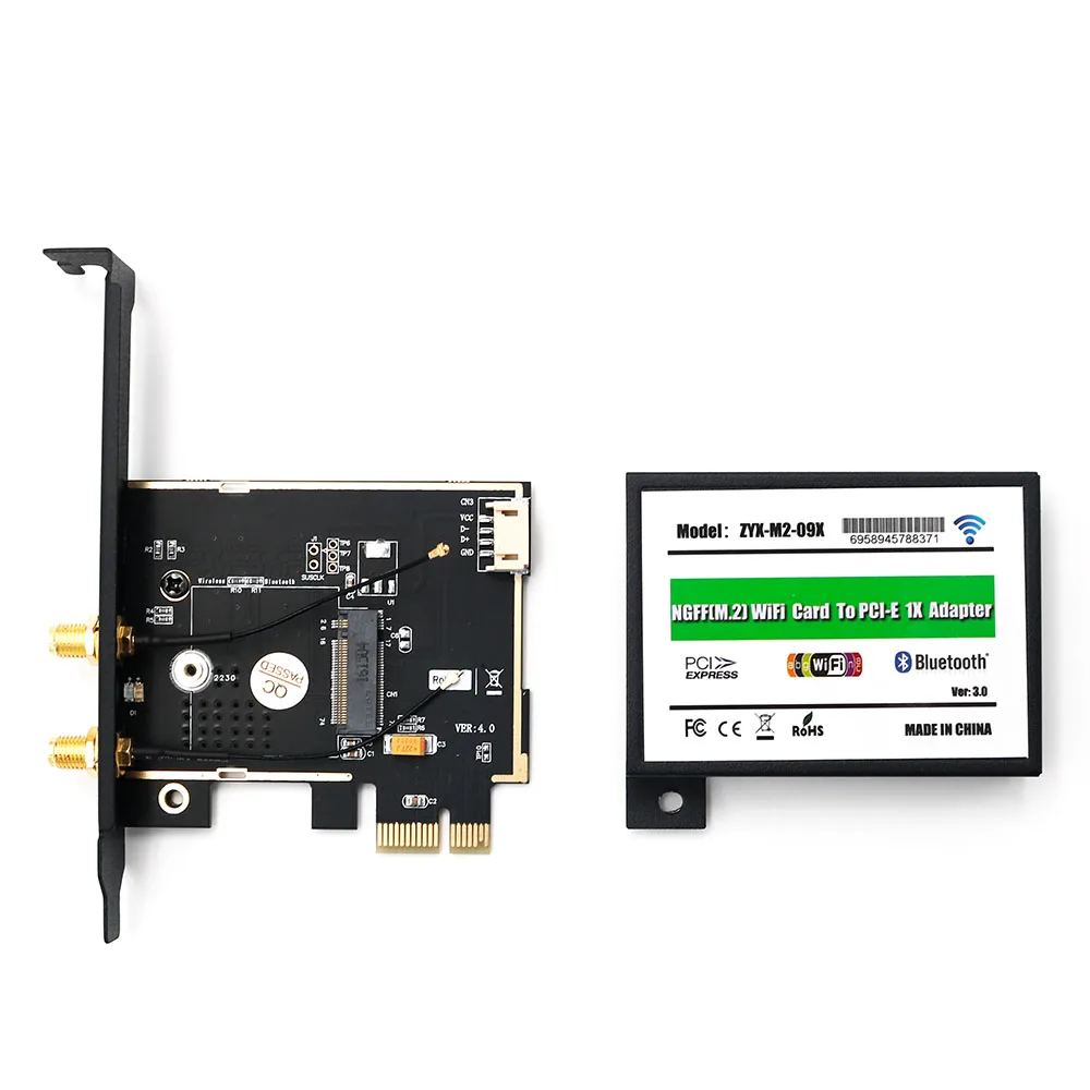 Беспроводной сетевой адаптер NGFF M.2 Wi-Fi для PCI Express 1X Bluetooth Ethernet Сетевая карта с EMI