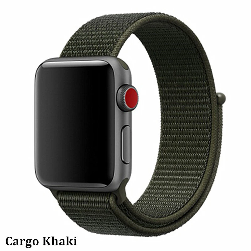 Нейлоновый ремешок для apple watch 5 4 полосным 44 мм/40 мм в едином положении во время занятий легкой атлетикой, apple watch 42mm 38 мм и нержавеющая сталь металлический корпус наручных часов iwatch серии 5/4/3/2 разноцветный коннектор ремешок для часов - Цвет ремешка: cargo khaki