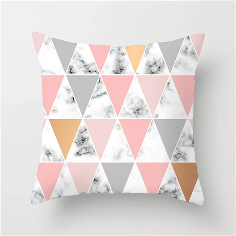 

Fuwatacchi Geometric Cushion Cover Marble Rose Gold and Pink Patchwork Pillow Cover for Home Sofa Chair Decorative Pillowcases