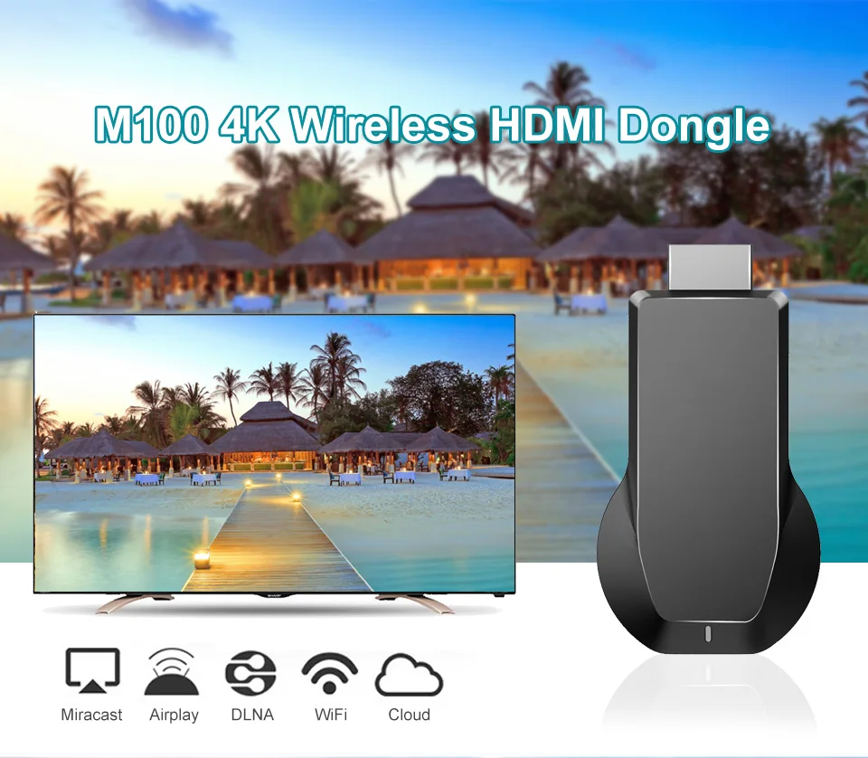 2020 Новый M100 AnyCast двухъядерный чип 4K беспроводной толкатель с тем же экраном 2 4