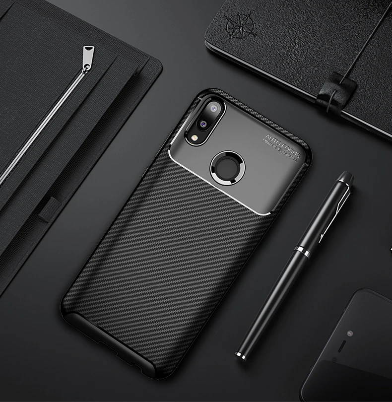 Для huawei Y9 2019 случай углеродного волокна Drop-доказательство мягкий чехол ТПУ для