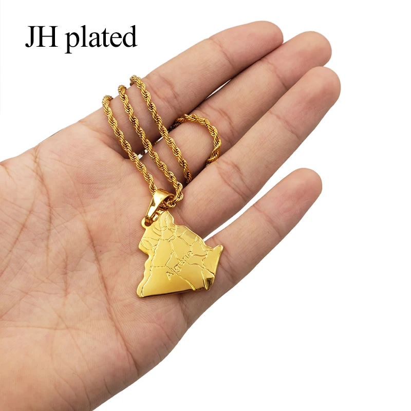 Ожерелье с подвеской в виде карты Алжира JHplated модные ювелирные изделия золотого