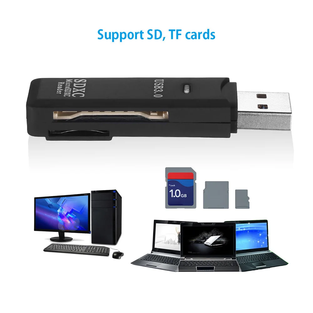 USB 3 0 SD кардридер для карт памяти высокоскоростной прочный адаптер Micro SDXC TF GDeals |