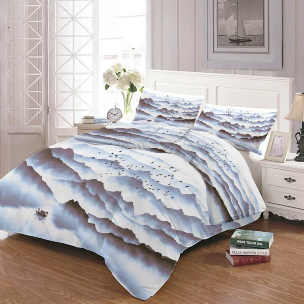 Пейзаж рыболовная лодка постельные принадлежности пододеяльник набор наволочка