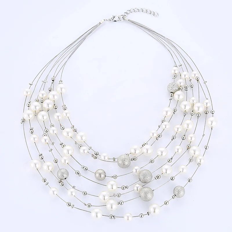 Чокер женский многослойный ожерелье-цепочка под воротник с подвесками имитацией