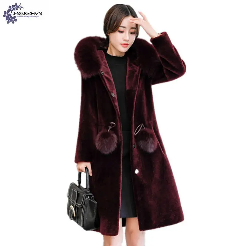 Tnlnzhyn Для женщин одежда High end кашемир шерстяное пальто Зимние новые модные большие