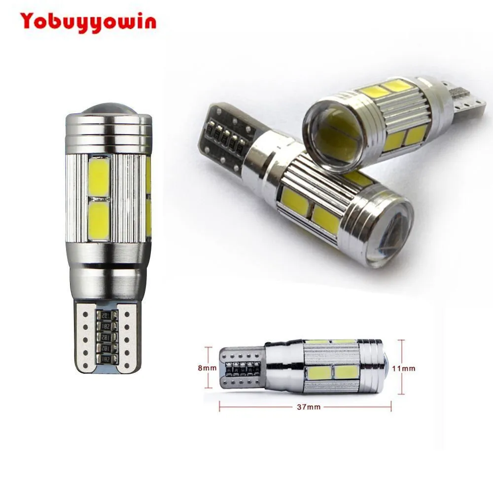

10PCS DC12V Canbus Error Free T10 10-SMD 5630 White LED for W5W 194 168 2825 Car Side Wedge Light Automotive Bulbs