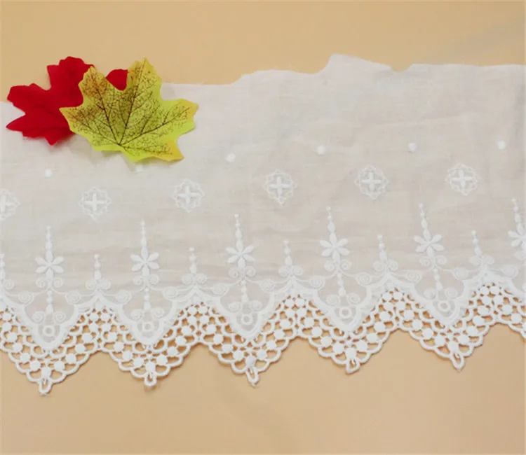 5 ярдов Белый хлопок ручной работы вышивка кружева полые ширина 18 см Бесплатная