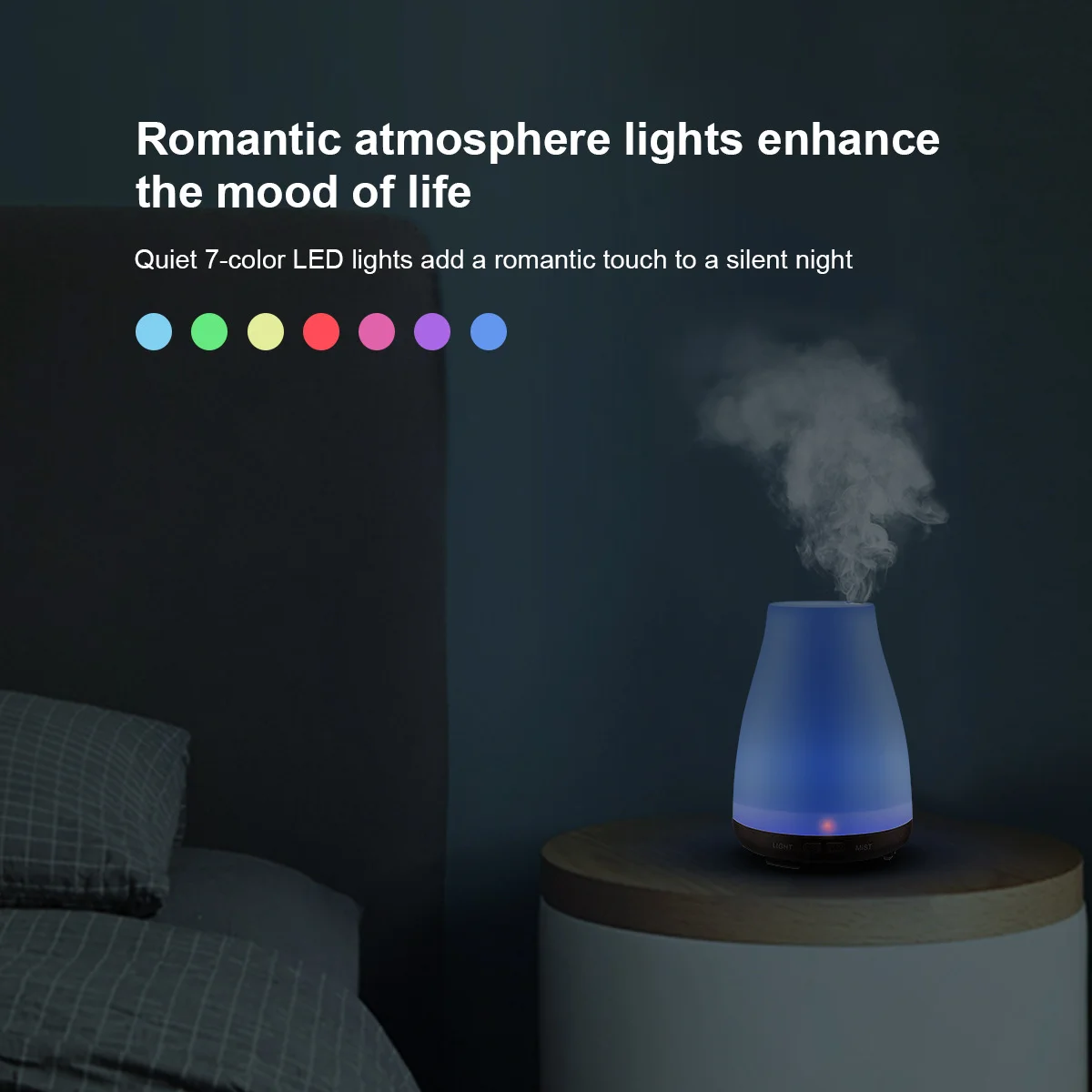 Aroma Essential Oil Diffuser Ultrasonic Air Humidifier with Wood Grain 7 Color Changing LED Lights for Office Home 100ML | Бытовая