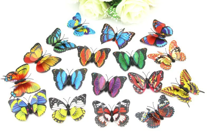 Горячая и оптовая продажа Бесплатная доставка 48 шт 3D наклейки на стену бабочка