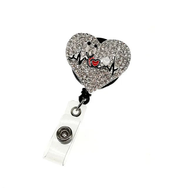 

10pcs/lot heart shape ECG heart retractable nurse Id badge holder reel