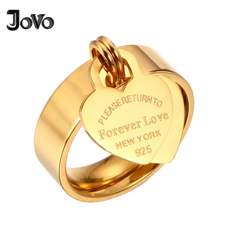 

316L Stainless Steel Heart Rings High Quality Lead Nickel Free Forever Love Engrave Fashion Women's Ring for Wedding Gift