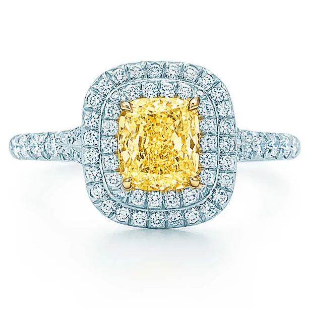 Обручальное кольцо Splendid 2Ct с искусственным бриллиантом желтого цвета 925 пробы