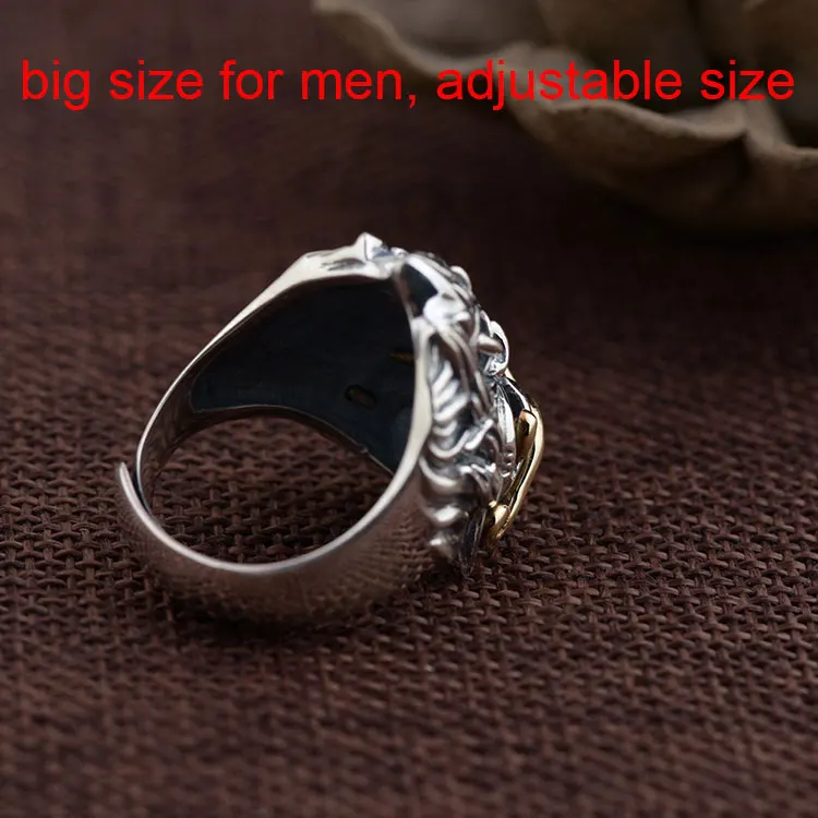 big ring 925 пробы Серебряное кольцо с черепом скелетом реальные S925 тайский Серебряные кольца для Для женщин стерлингового серебра ювелирные изделия мужские Для мужчин Регулируемая Размеры - Цвет основного камня: big ring