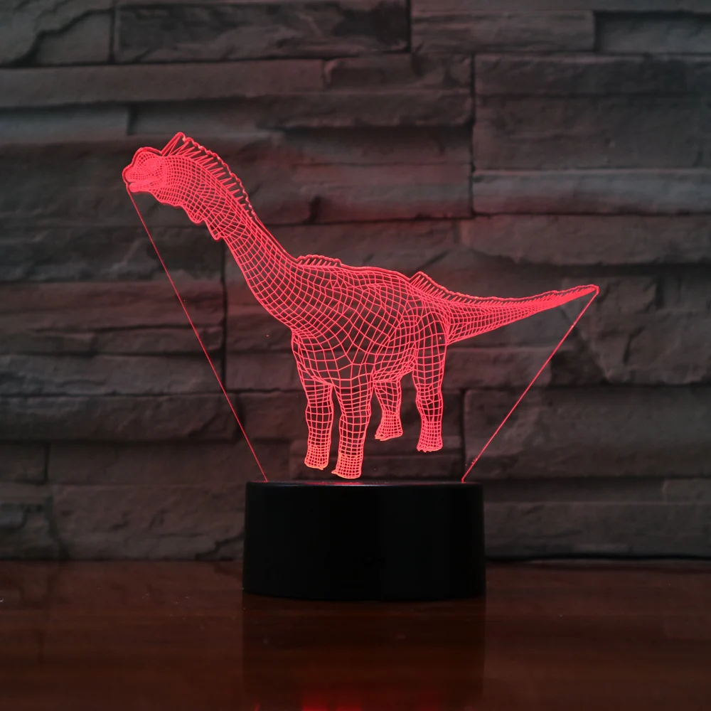 СВЕТОДИОДНЫЙ 3D ночник в виде динозавра меняющая цвет настольная лампа акриловые