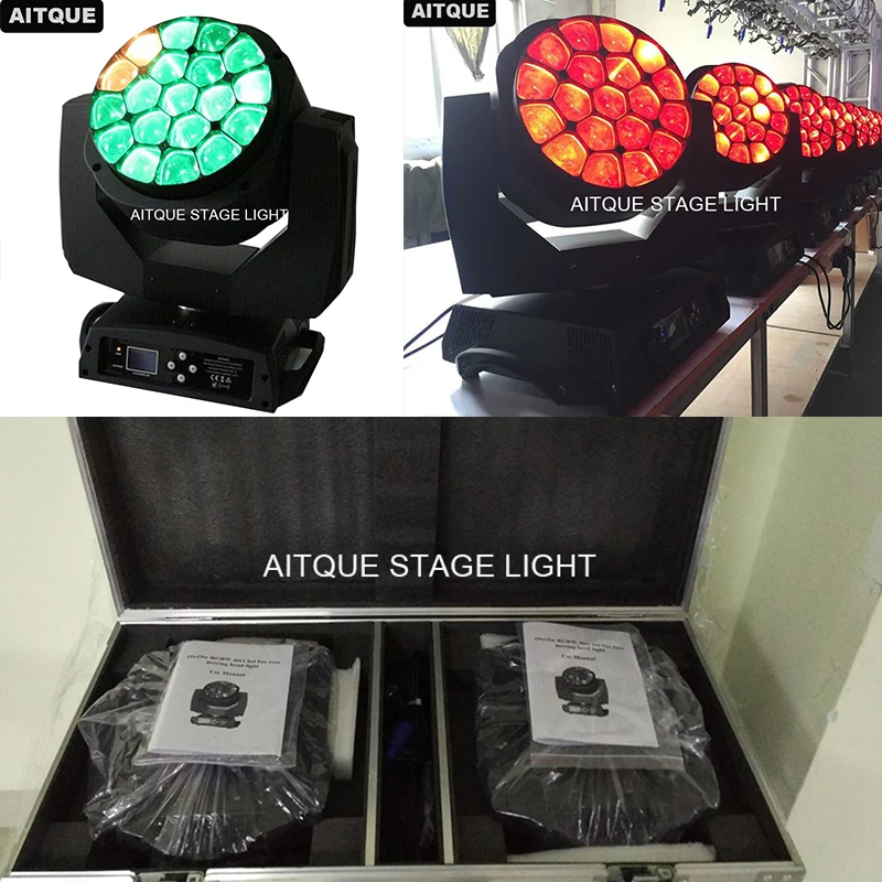 (6 лотов/Чехол) сценический lyre led zoom движущийся головной Луч 19x15w rgbw 4 в 1 пчелиный