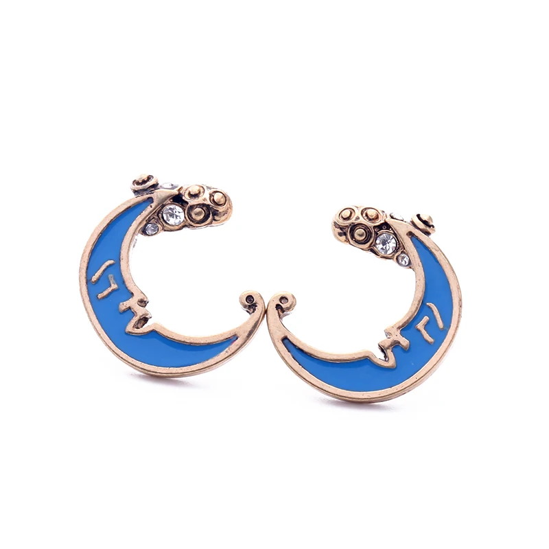 Большие цены Симпатичные синие и фиолетовые эмалевые серьги-гвоздики в форме