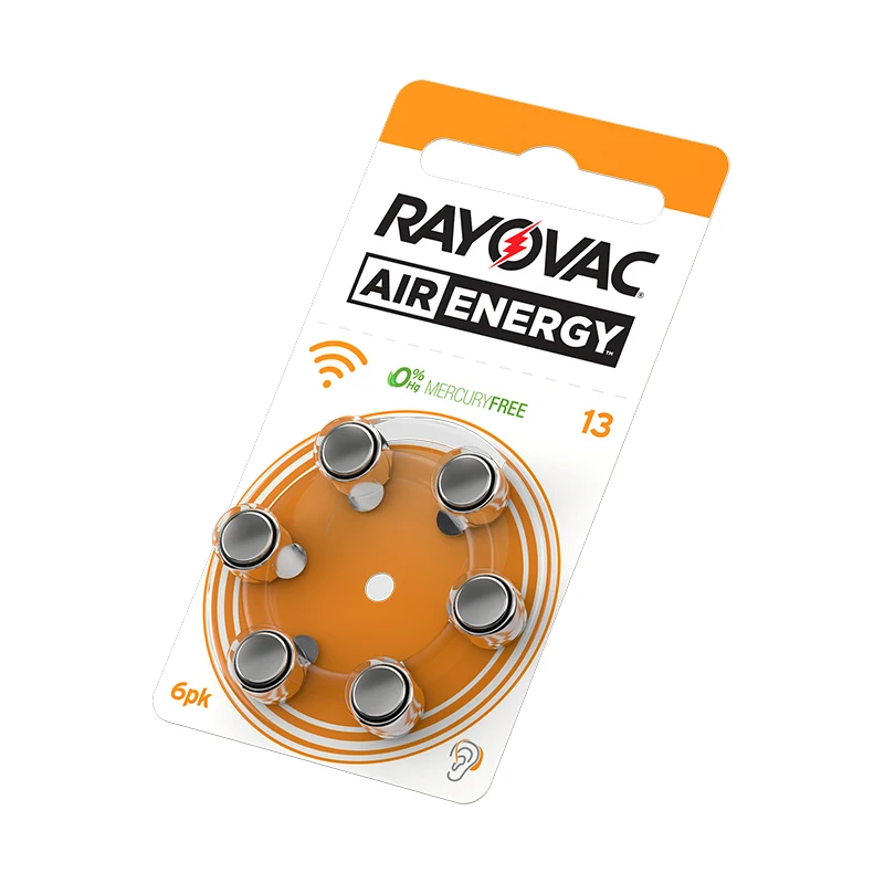 60 шт Rayovac Air Energy Высокопроизводительные батареи слухового аппарата. Цинк воздуха