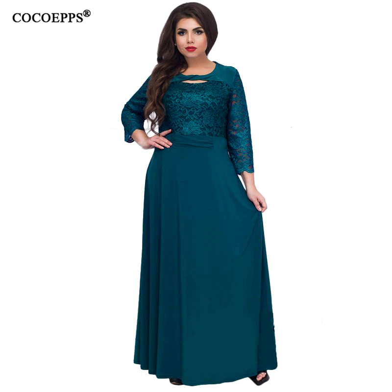 2019 новый большой Размеры кружевное женское платье Элегантное Длинное Халат