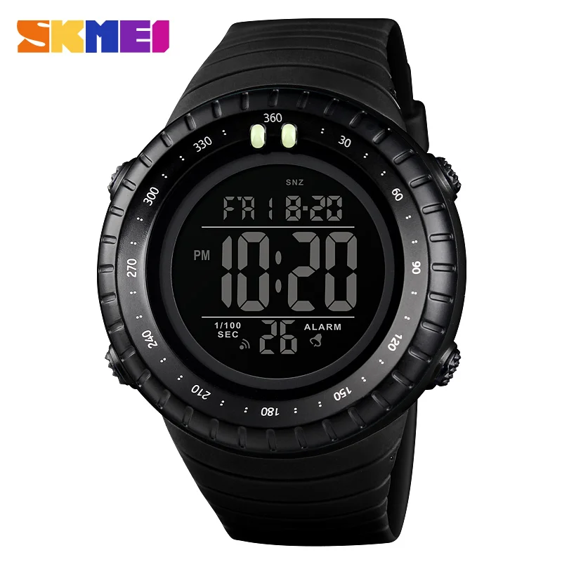 Black Black Watch SKMEI Men Sports Watch Countdown Dual Time Digital Men Watches PU Strap Alarm Clock Waterproof Wristwatchh Relogio Masculino - Цвет: Black Black Watch