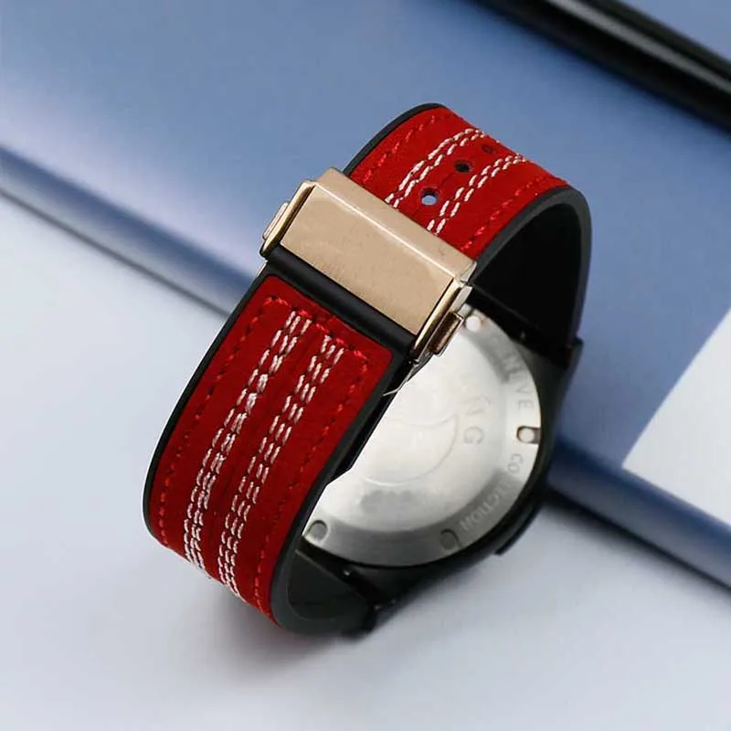 Leather Rubber Men's Watchband for HUBLOT Hengbao Fusion Series 25mmx 19mm Multicolor Comfortable Women's Watch Accessories |