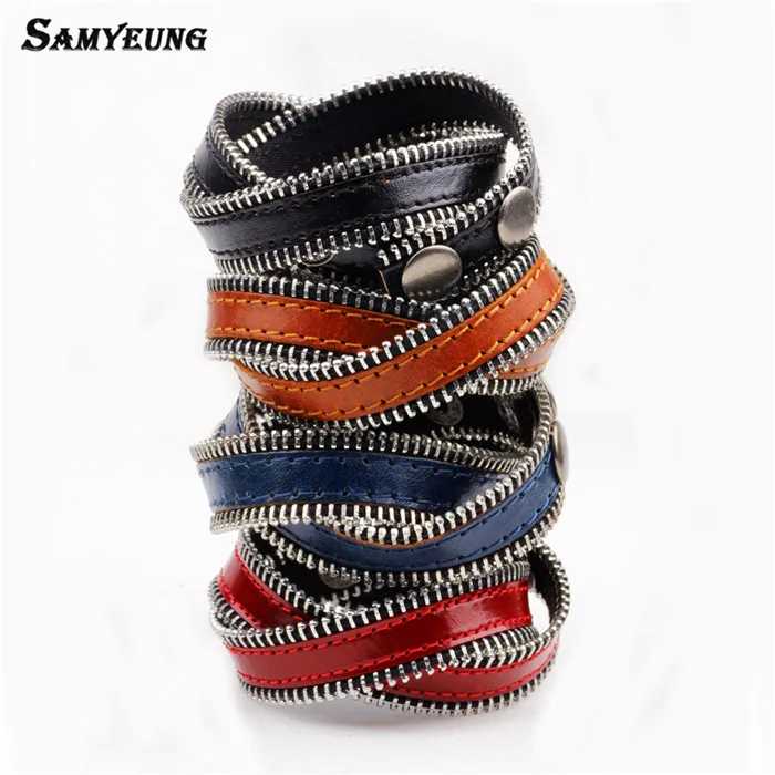 Samyeung подвеска в стиле стимпанк браслеты на молнии женские кожаные Braclet мужские