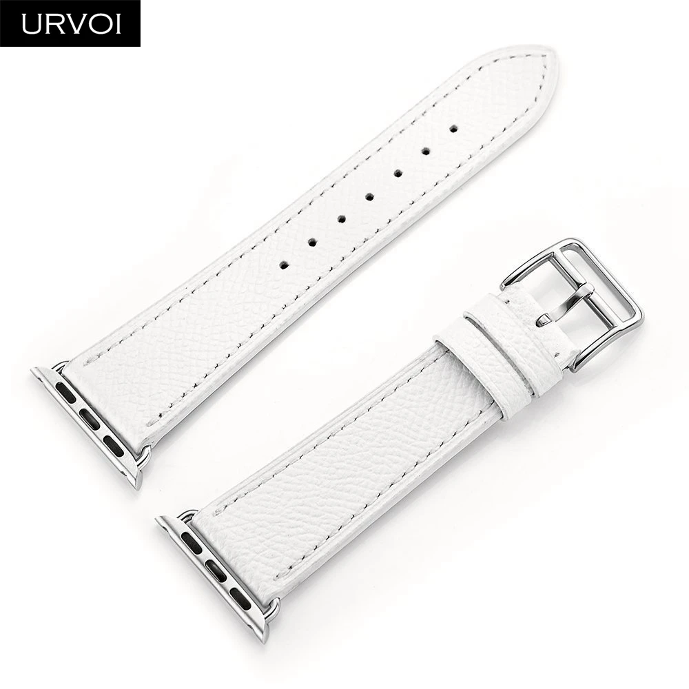 URVOI одиночный Тур группа для apple watch серии 5 4 3 2 1 Swift кожаный ремешок для iWatch Наручные Классические ручной работы noir 40 44 мм - Цвет ремешка: White