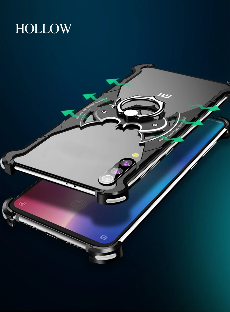 OATSBASF Летучая Мышь Дизайн бампер Роскошный металлический чехол для Xiaomi mi 9 mi 8 чехол персональный корпус металлический бампер крышка с кольцом держатель