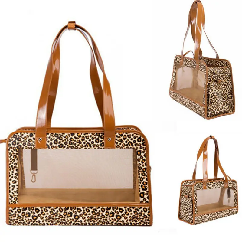 Cat для переноски Сумки Pet Carrier небольших Товары собак Щенок Leopard сетка дорожная