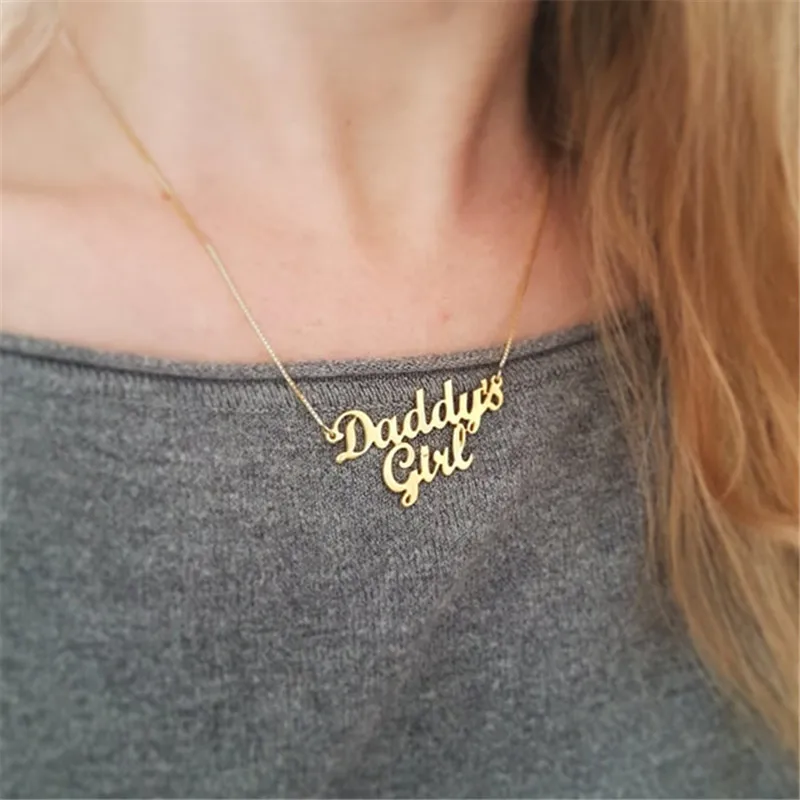 Gold and Silver Plated Daddy's Girl Necklace Personalized Name Necklace Birthday gift with Name for Women Girls