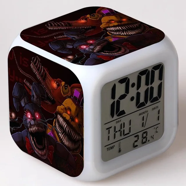 FNAF мир цифровой будильник Ночной светильник светодиодный 7 цветов Изменение reloj despertador de cabeceira пять ночей у Фредди детские часы - Цвет: Прозрачный
