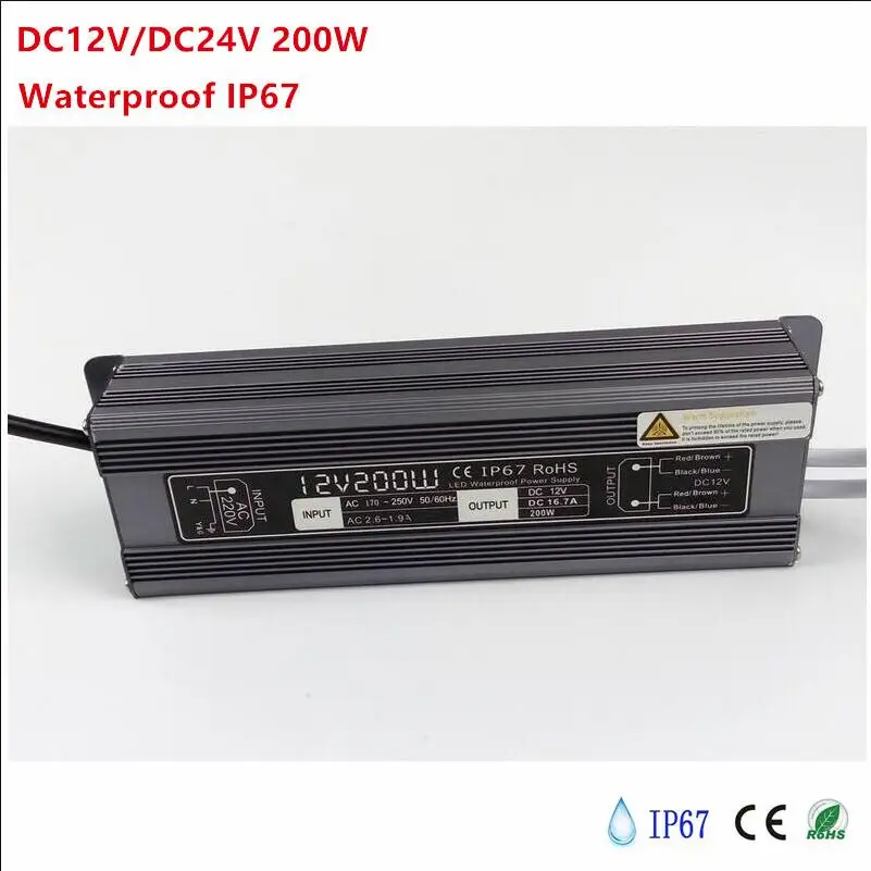 DC12V 24V 30 Вт 50 60 100 Водонепроницаемый IP67 электронный светодиодный драйвер адаптер