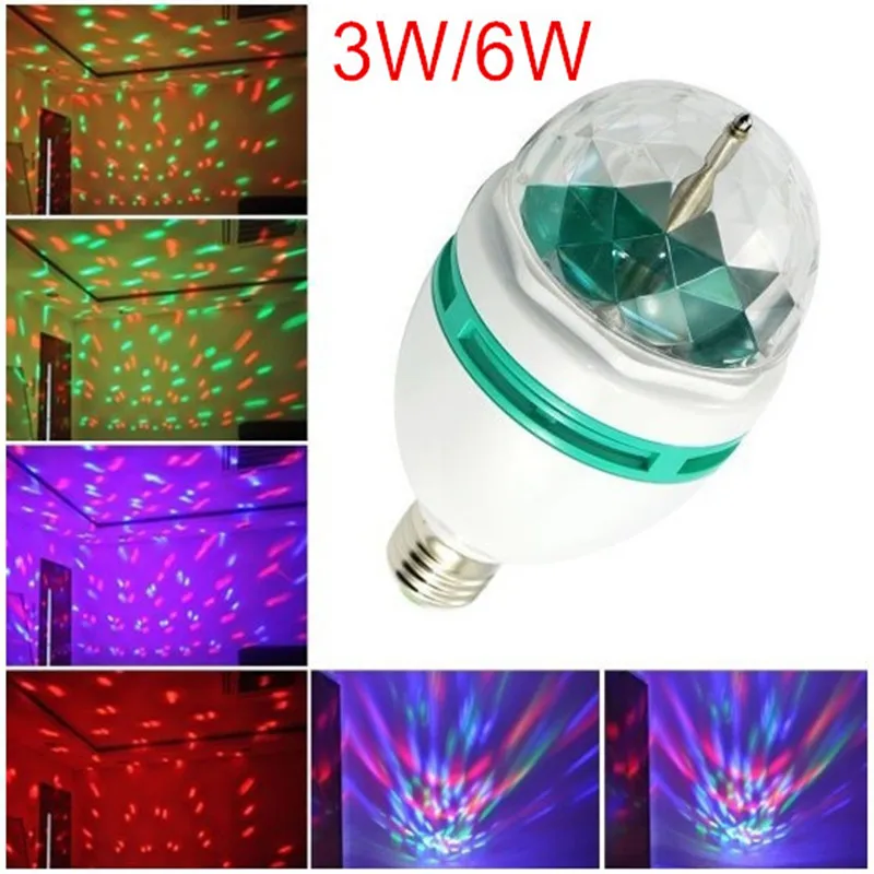 

New E27 3W/6W Colorful led Rotating Lamp / RGB LED Bulb for Bar club decoration lighting AC85-265V Free shipping