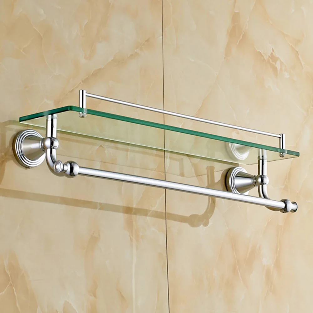 Роскошный Полированный Хром Ванная Комната Полка Современные Серебро
