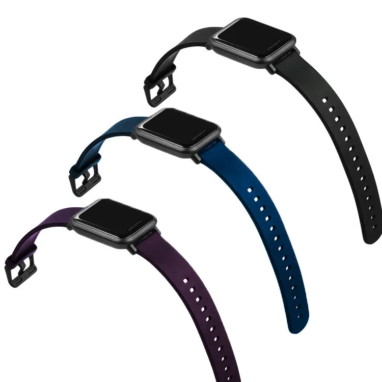 Силиконовый спортивный ремешок для Xiao mi Hua mi Amazfit Bip mi Pace Lite Смарт-часы 20 мм сменный Браслет умный аксессуар черный