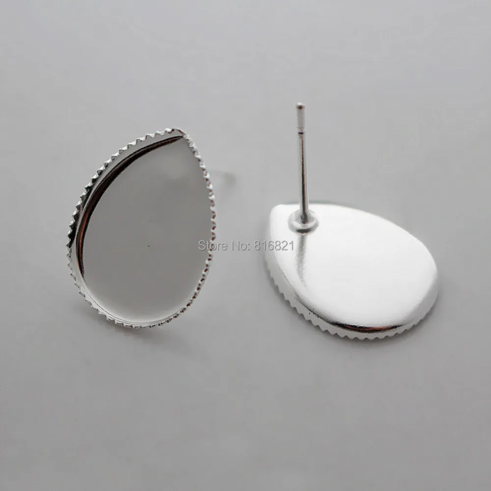 Пустые серьги гвоздики основа Посеребренная слеза ободок лоток Камея Кабошоны