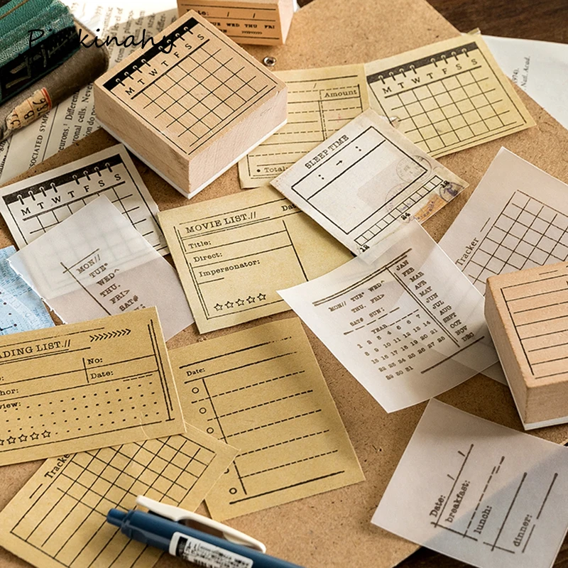 Винтажный проверочный лист/запись/таймер планировщик Штампы деревянные