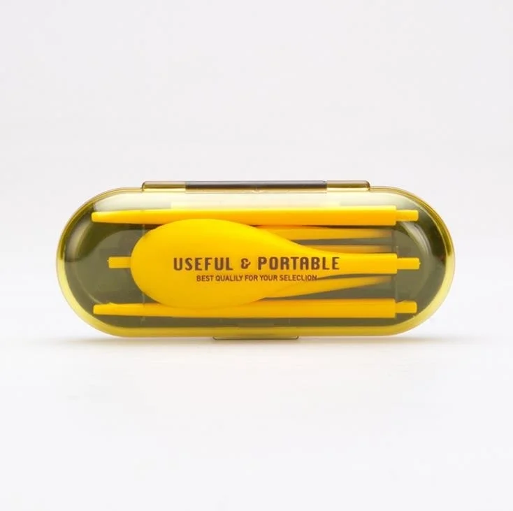 yellow HIFUAR портативные дорожные столовые приборы, складные столовые приборы для путешествий, набор вилок, портативная посуда для детей и взрослых, cubiertos portatil, подарок на год - Цвет: yellow