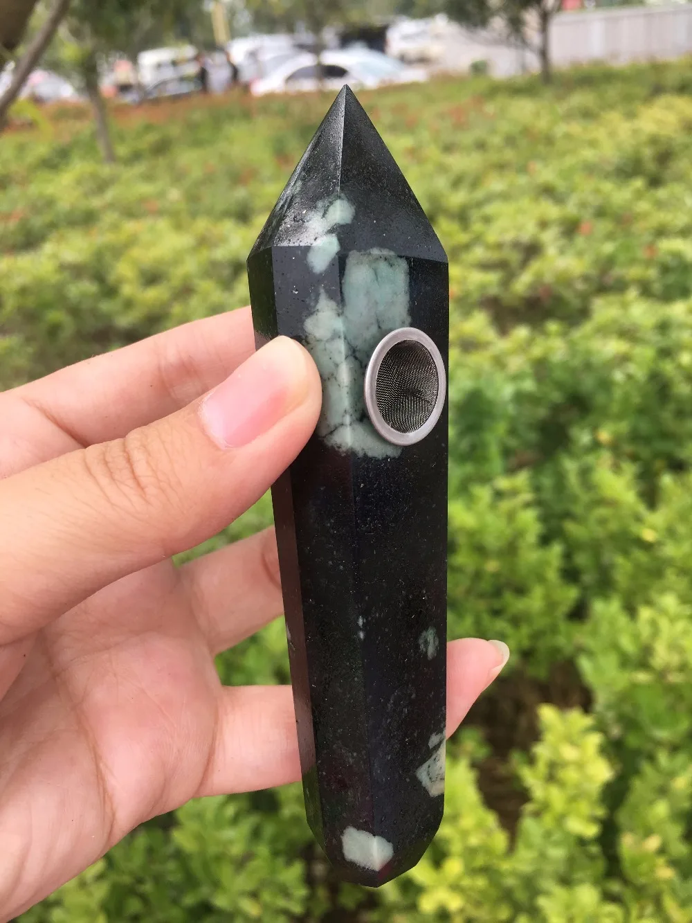 

Natural Plum Blossom Stone Gemstone Quartz Crystal Wand Smoking Pipe Healing