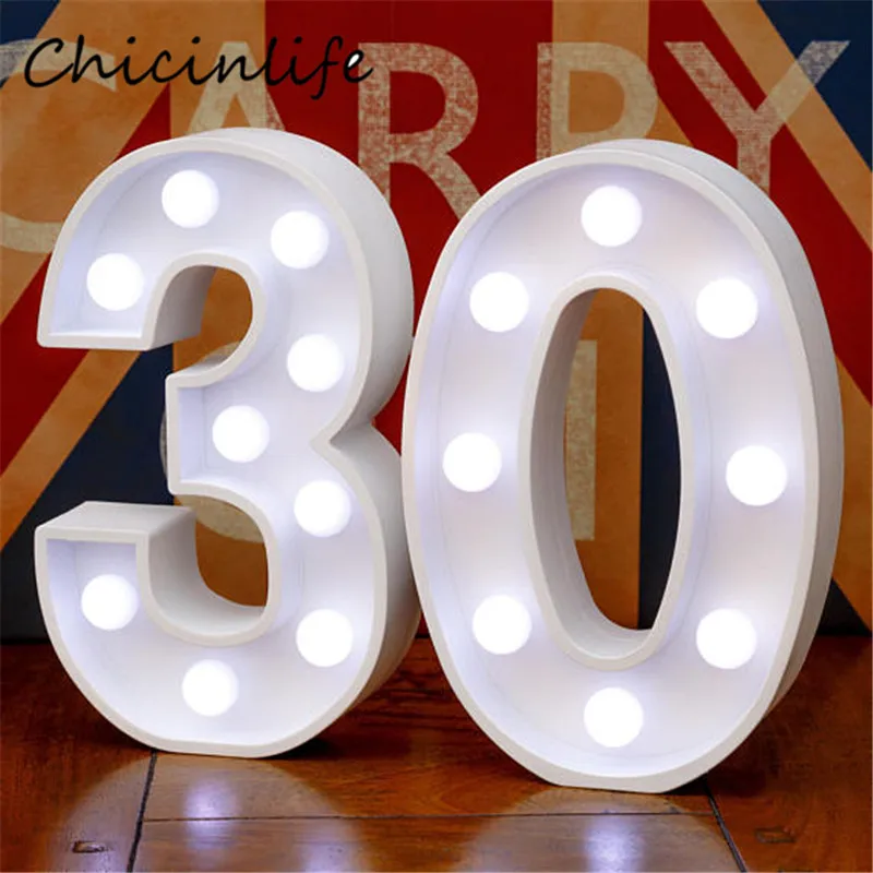 

Chicinlife 2Pcs 30/40/50/60/70/80 Numbers LED Night Light Lamp Happy Birthday Sign Anniversary Standing Hanging Party Decoration