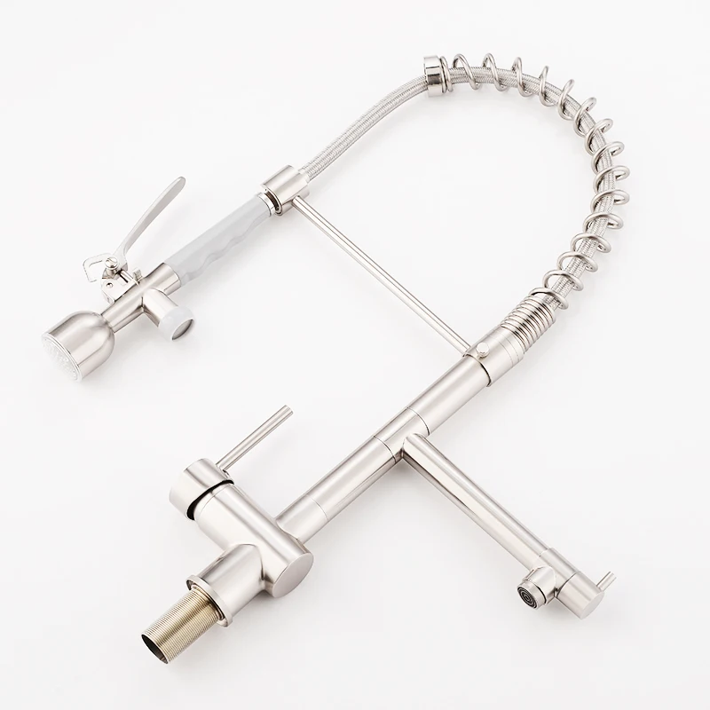 

FLG LED Kitchen Faucets with Rubber Design Brushed Mixer Faucet for Kitchen Single Handle Pull Down Deck Mounted Crane for Sinks