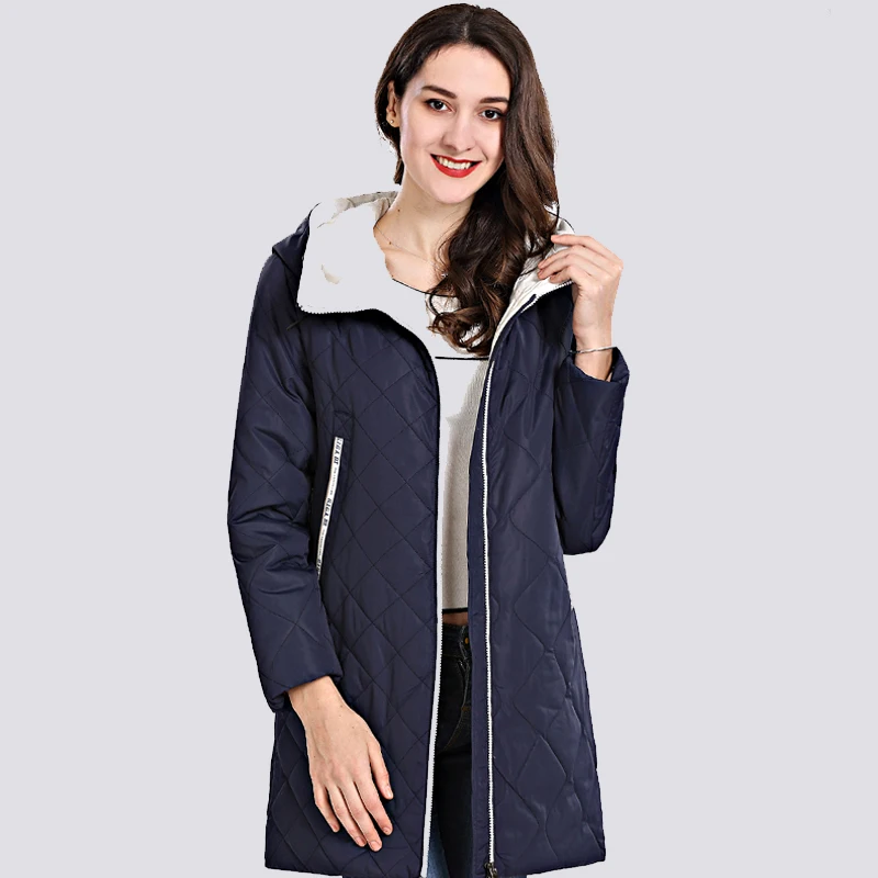 2019 весна осень Женская парка пальто тонкие женские куртки длинные плюс размер с