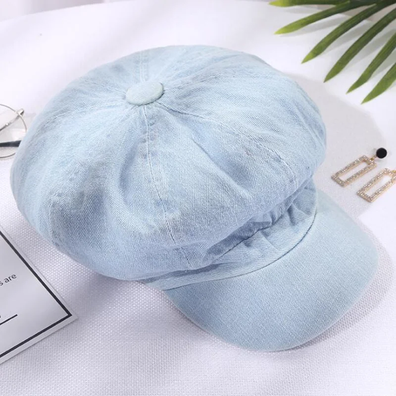 Новинка 2019 женские модные джинсовые хлопковые кепки газетчика мужские винтажные