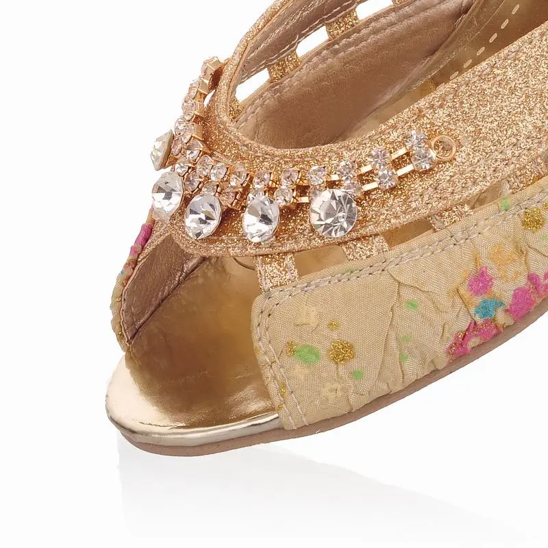 Женская обувь со стразами Босоножки с открытым носком Летние шлепанцы на каблуке