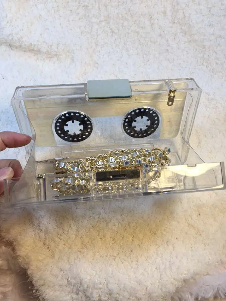 Индивидуальная прозрачная вечерняя сумка клатч с кассетами акриловый жесткий