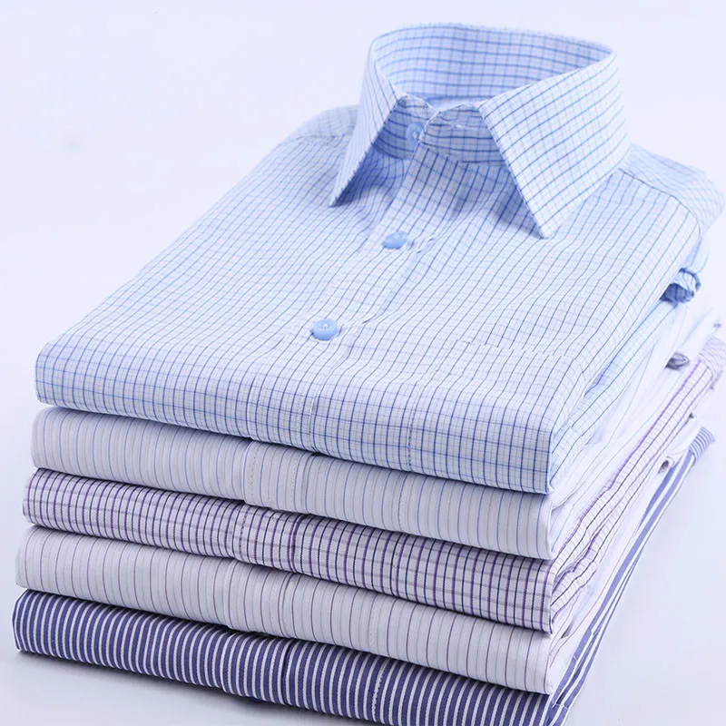 

Summer Vertical Striped Shirts Men Short Sleeve Regular Fit Classcial Casual Shirt Mens Cool Breast Pocket Business Dress Shirt